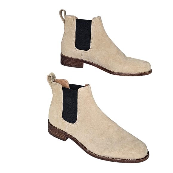 Madewell Frankie Chelsea Tan Neutral Suede Pull-on Ankle Boot Women's Size 8 - Picture 1 of 6